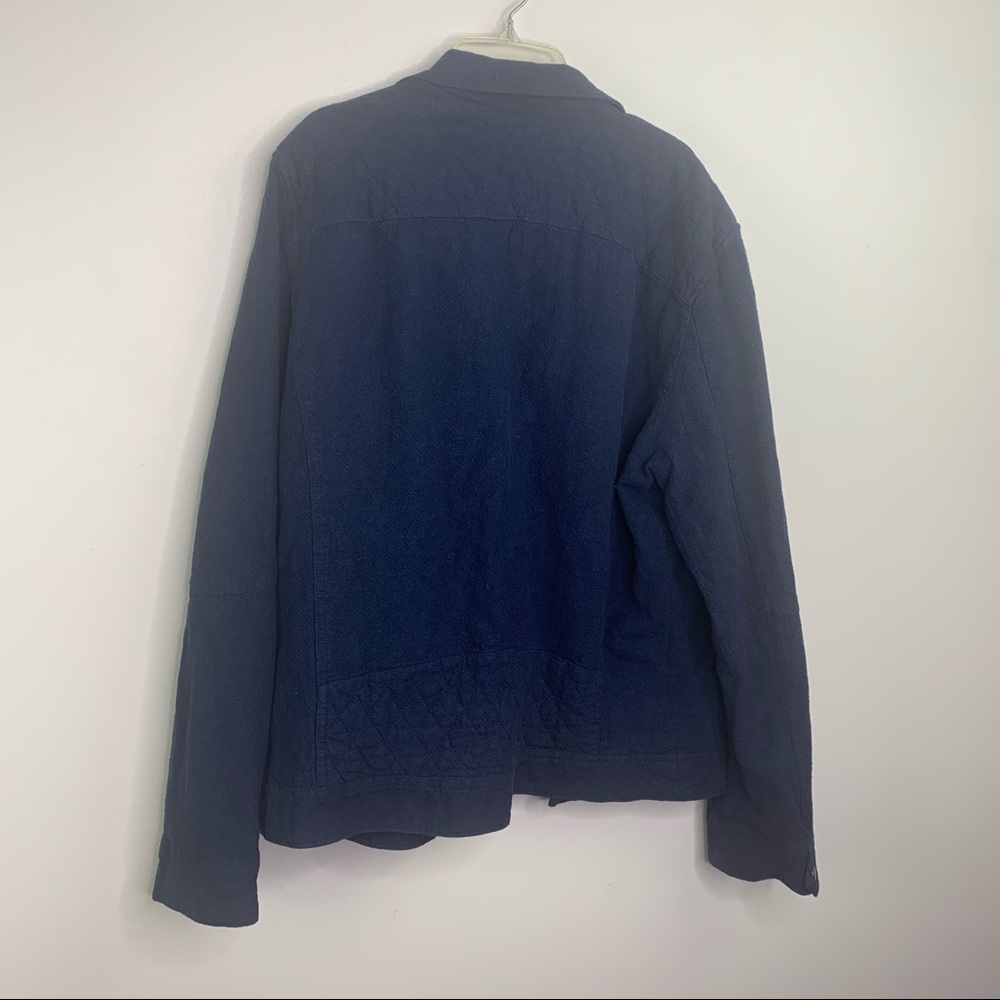 Zara Man Blue Linen Biker Bomber Jacket Size Medium - Picture 9 of 10